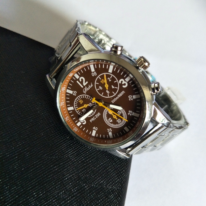 Three eye six pin steel belt watch fashion trend watch gift table