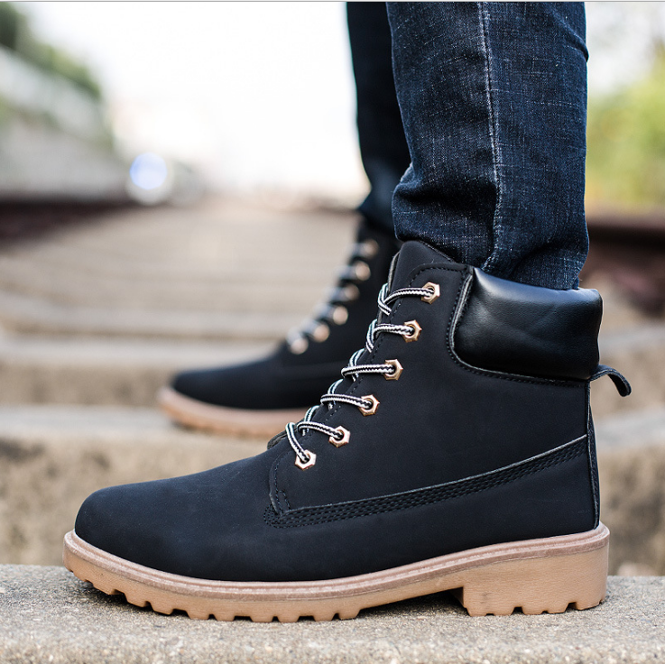 NEW Autumn Winter Men Boots Vintage Style Boots Men Shoes Casual Fashion High-Cut Lace-up Warm