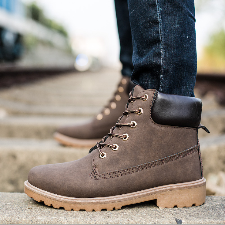 NEW Autumn Winter Men Boots Vintage Style Boots Men Shoes Casual Fashion High-Cut Lace-up Warm