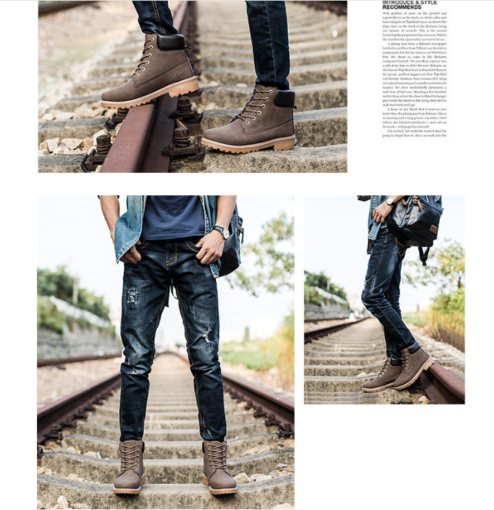 NEW Autumn Winter Men Boots Vintage Style Boots Men Shoes Casual Fashion High-Cut Lace-up Warm