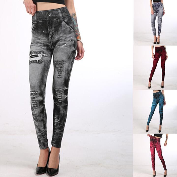 women pants Fashion Super Stretchy Skinny Imitation Jeans Slim Seamless Denim Leggings women trouser