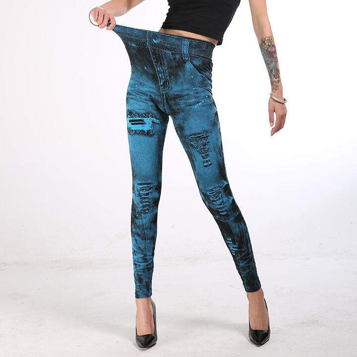 women pants Fashion Super Stretchy Skinny Imitation Jeans Slim Seamless Denim Leggings women trouser