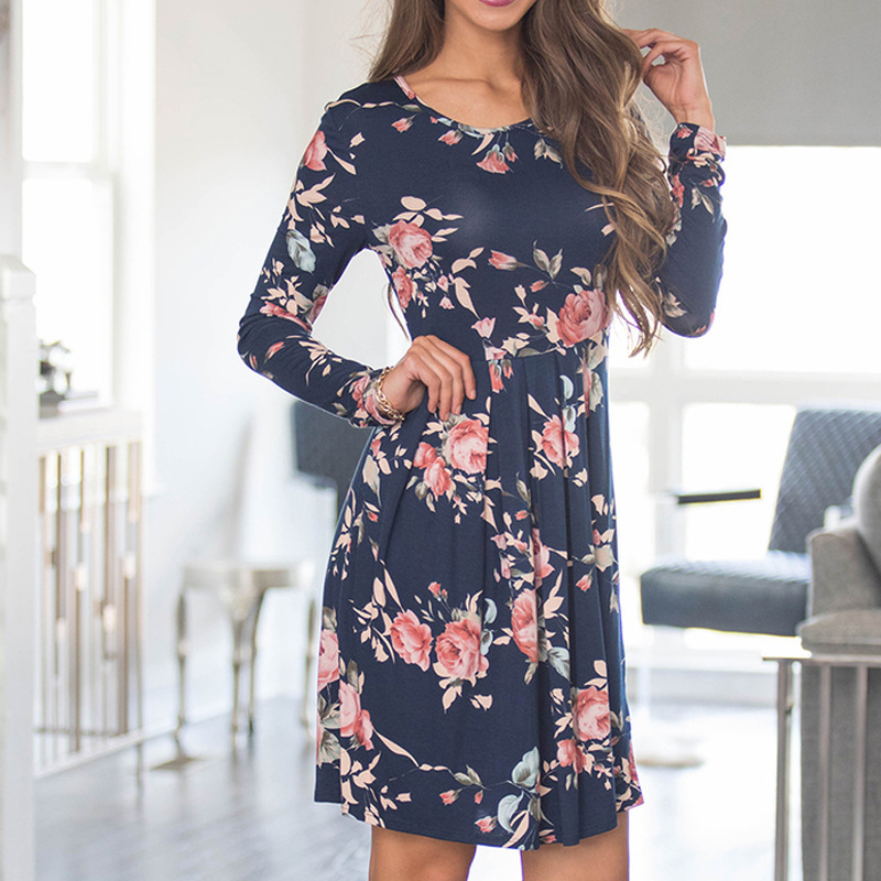 limited purchase Women Dress Style Floral Print Chiffon Beach Sundress Loose Mini Party ladies Dress