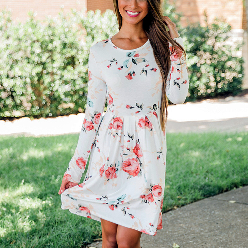 limited purchase Women Dress Style Floral Print Chiffon Beach Sundress Loose Mini Party ladies Dress