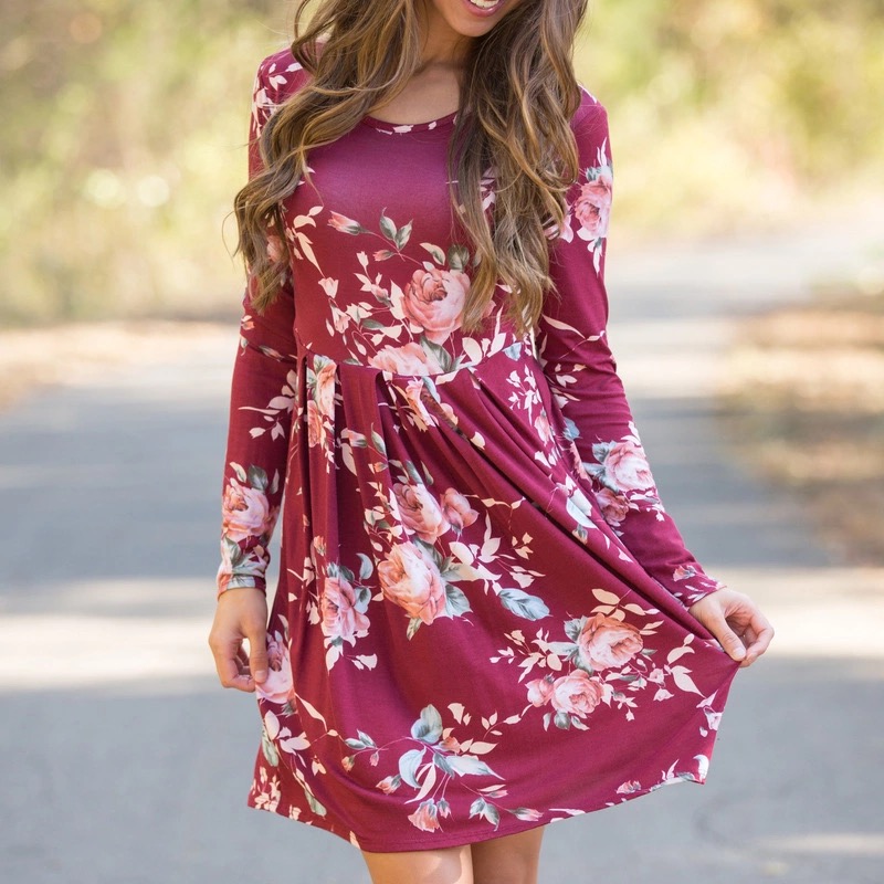 limited purchase Women Dress Style Floral Print Chiffon Beach Sundress Loose Mini Party ladies Dress