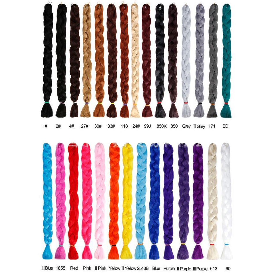 Braiding Hair One Piece Inch Synthetic Kanekalon Fiber Braid Pure Color Jumbo Braid Hair 30 1