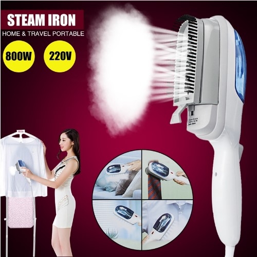 Electric Iron Handheld Steam Ironing Machine Laundry Brush Fabric Clothes Steamer Portable Plug blue