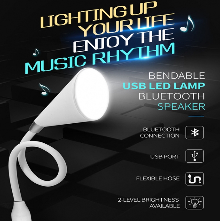 ADRA USB Port Night Light With Bluetooth Speaker Desk Table LED Light Sound Lamp With Music Speaker