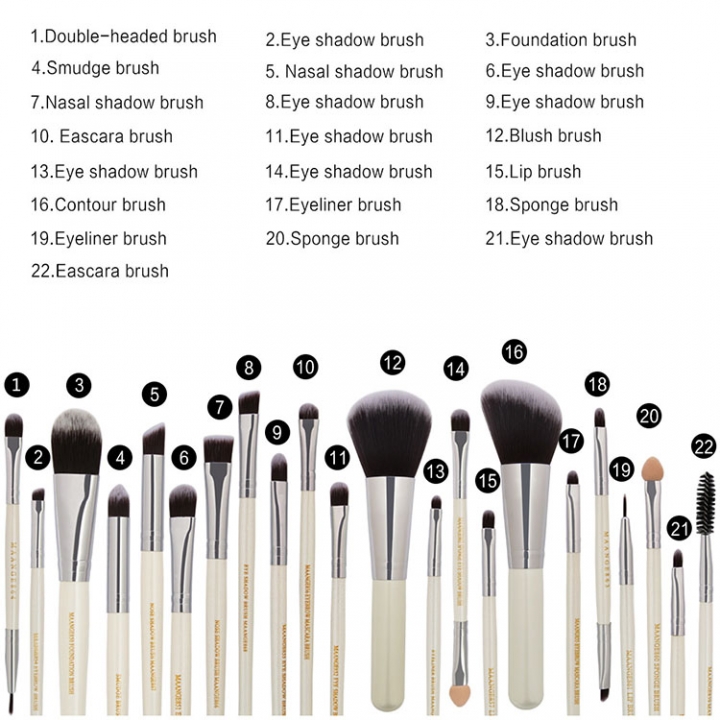 ADRA 22pcs Fashion Ladies Cosmetic Makeup Brush Beauty Tools Blusher Eye Shadow Brushes Set