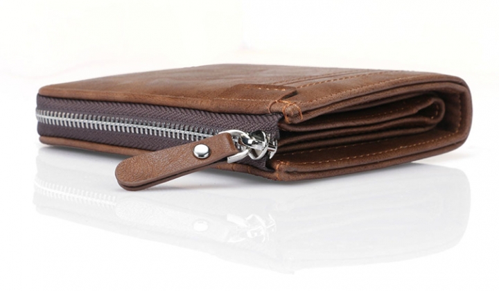 ADRA Men Fashion Casual Wallet Short Wallet RFID Zipper Multi Card PU Wallet