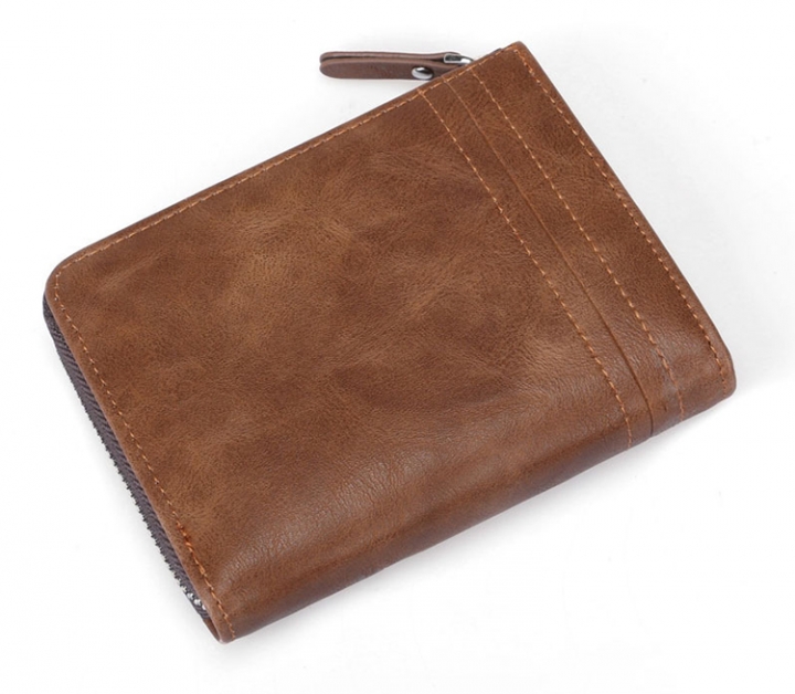 ADRA Men Fashion Casual Wallet Short Wallet RFID Zipper Multi Card PU Wallet