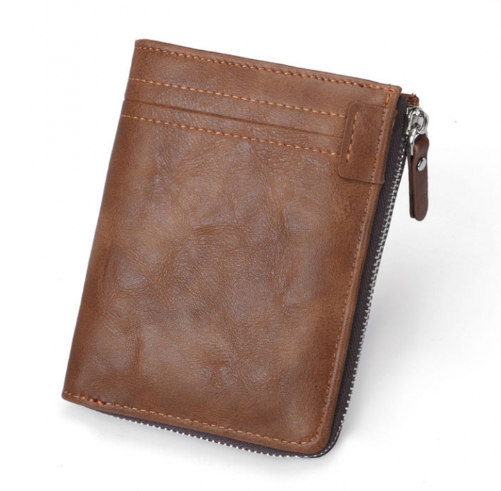 ADRA Men Fashion Casual Wallet Short Wallet RFID Zipper Multi Card PU Wallet