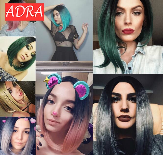 ADRA 13 inch women unique short gradient color wig party hair sexy wear new style wigs