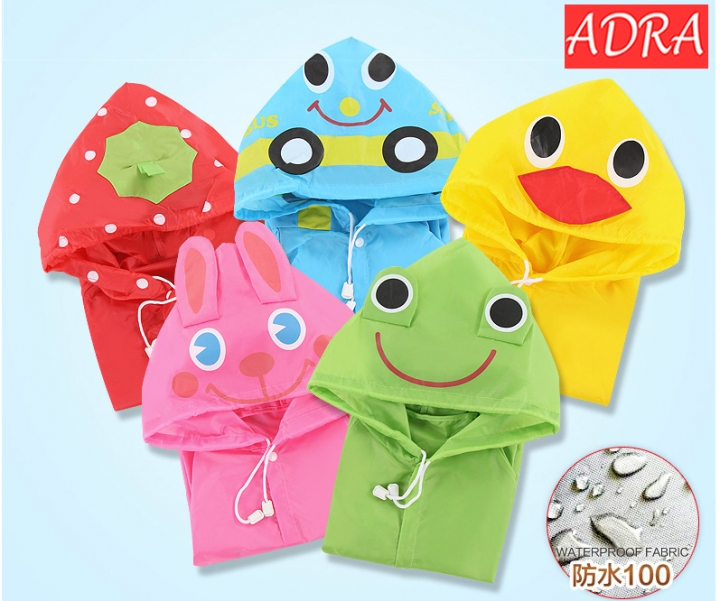 ADRA Cartoon Baby Children Kid Boy Girl Hooded Rain Coat Raincoat Jacket 5 Colors