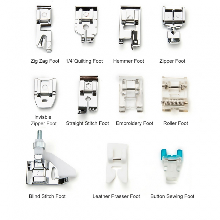 11pcs Domestic Sewing Machine Presser Foot Feet For Household Multi-functional Sewing Machines