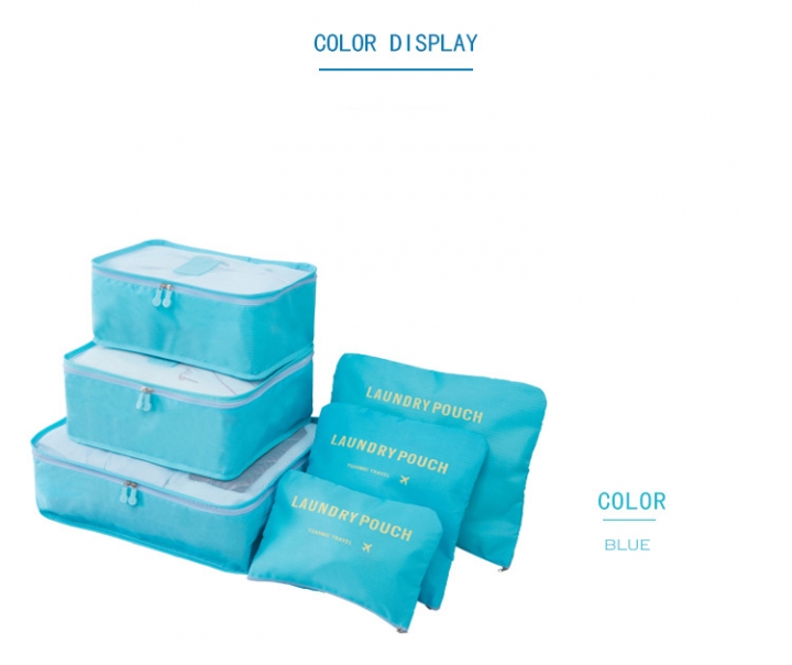6PCS/Set Oxford Cloth Travel Mesh Bag In Bag Luggage Organizer Packing for Clothing