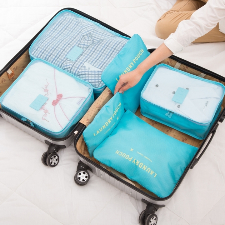 6PCS/Set Oxford Cloth Travel Mesh Bag In Bag Luggage Organizer Packing for Clothing
