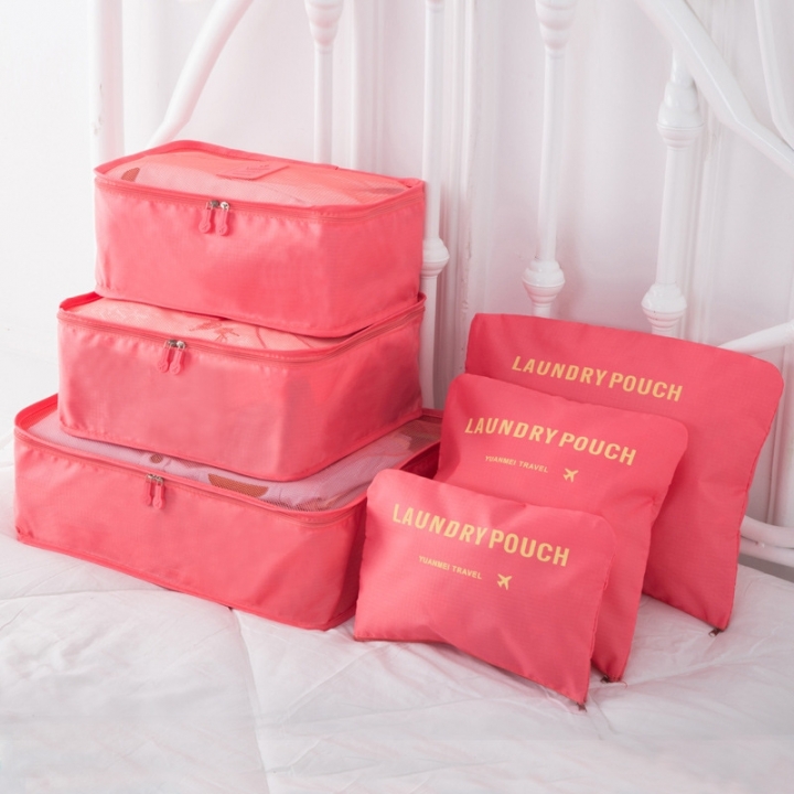 6PCS/Set Oxford Cloth Travel Mesh Bag In Bag Luggage Organizer Packing for Clothing