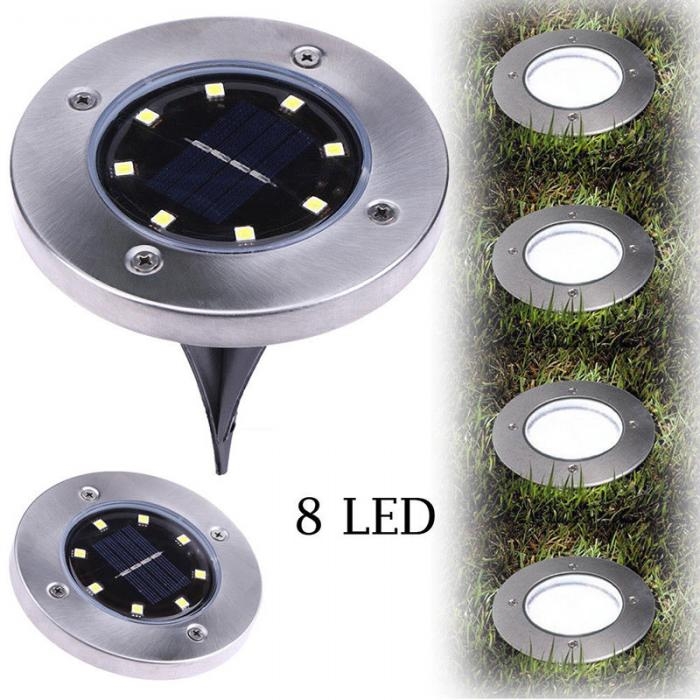 ADRA Waterproof LED Solar Power Buried Light 8 LEDs Ground Lamp Outdoor Path Way Garden Decor