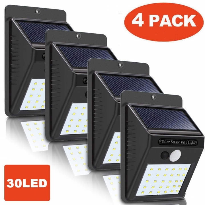4pcs/set 30 LED Solar Powered Wall Light Motion Sensor Outdoor Security Yard Wall Waterproof Lamps