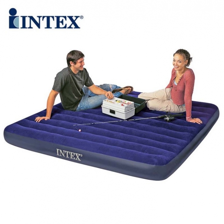 INTEX Flocking Air Mattress air bed Tent Camping Mat Automatic Inflatable cushion flocked top