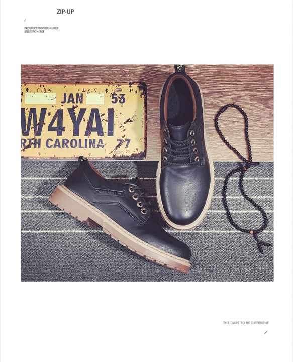 Men&apos;s Boots High Quality Martin Boots pu Leather Shoes Outdoor Casual Fashion Ankle Boot Lace-up