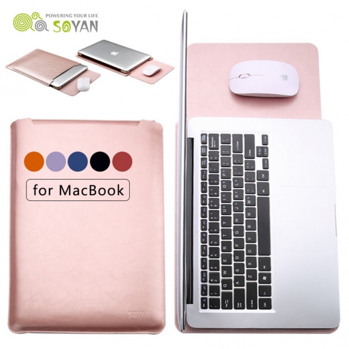 ADRA macbook air/pro 11/12/13/15 inch Protective Laptop Bag Pu Case Cover Computer Pouch Mouse Pad