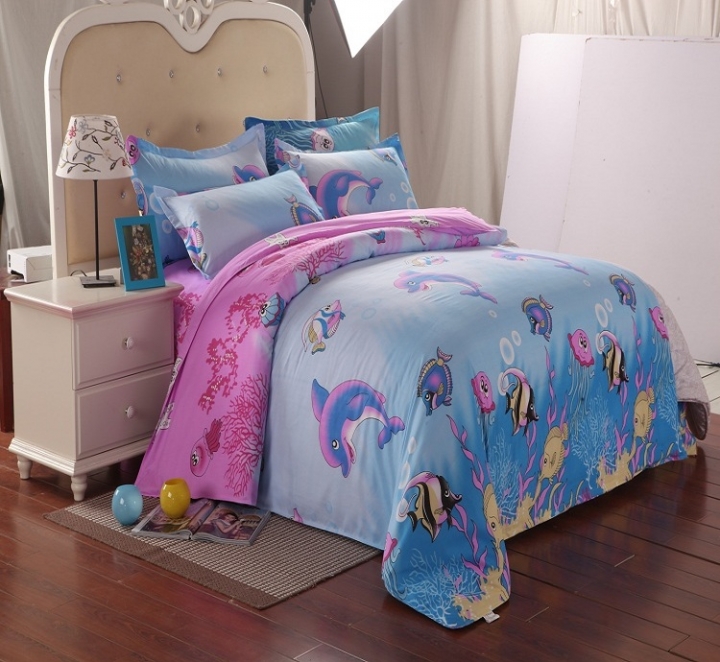 Bedding Sets Sweetheart Style Creativity Space Duvet Cover Set Quilt Cover Bed pink blue stripes