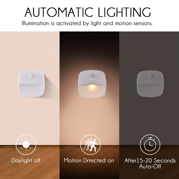 3piece/Set Stick-On Night Light,Motion,Light Sensor for Bedroom, Bathroom, Kitchen Hallway LED light
