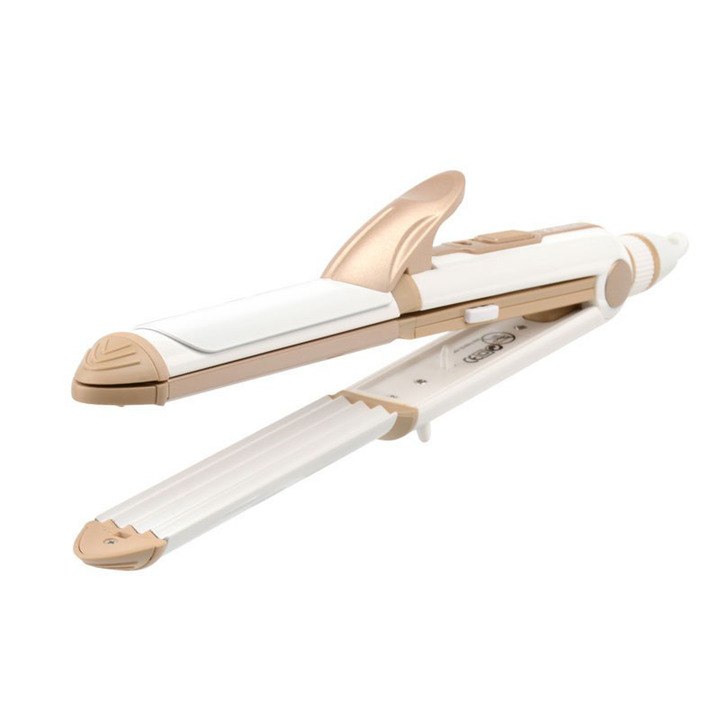 KeMei 3 In 1 Hair Curling Iron Hair Straightener corrugated Iron Corn Plate Heated Roller