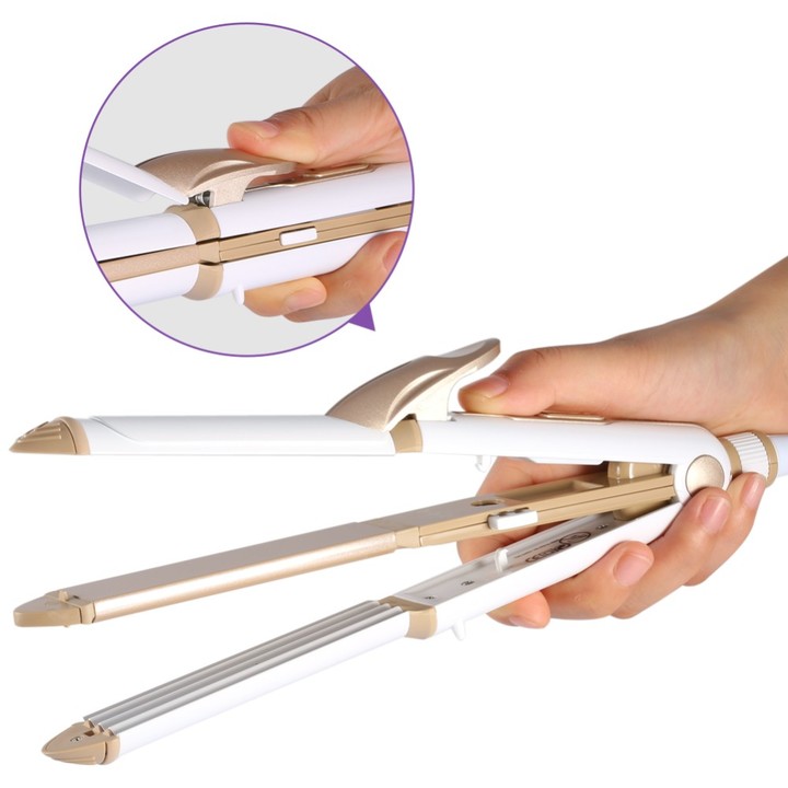 KeMei 3 In 1 Hair Curling Iron Hair Straightener corrugated Iron Corn Plate Heated Roller