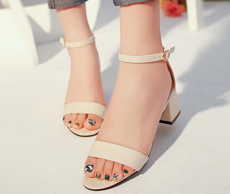 Summer Gladiator Sandals Women Square Heels Sandals Party Wedding Shoes Korean Style