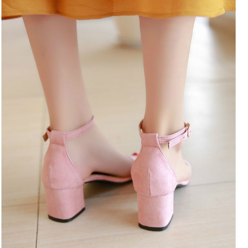 Summer Gladiator Sandals Women Square Heels Sandals Party Wedding Shoes Korean Style