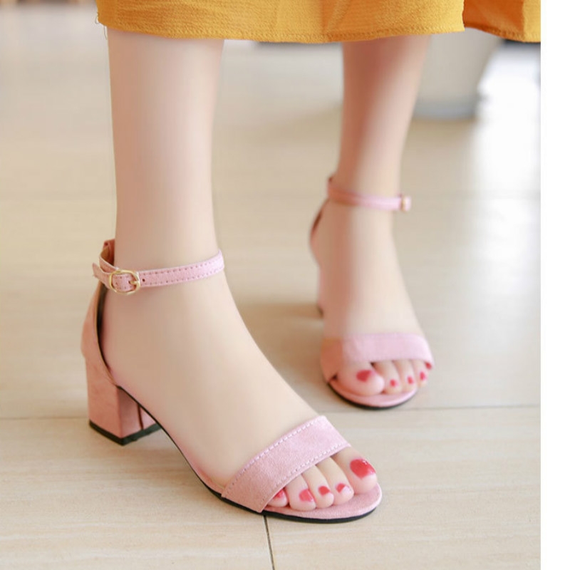Summer Gladiator Sandals Women Square Heels Sandals Party Wedding Shoes Korean Style