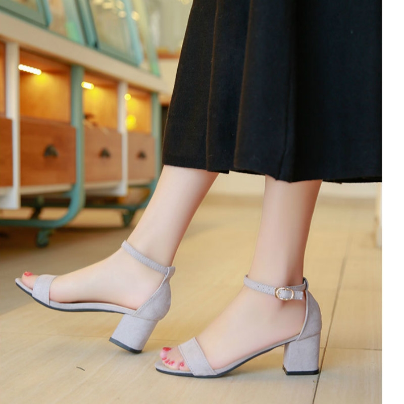 Summer Gladiator Sandals Women Square Heels Sandals Party Wedding Shoes Korean Style