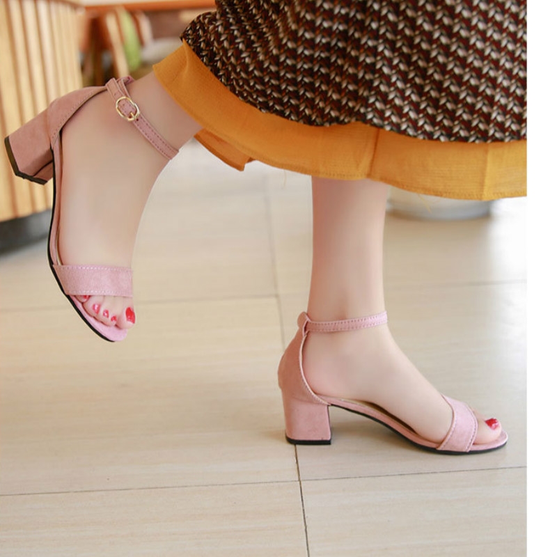 Summer Gladiator Sandals Women Square Heels Sandals Party Wedding Shoes Korean Style