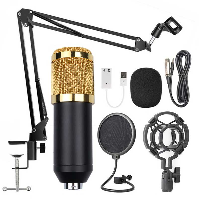 BM800 Condenser Microphone Kit Studio Suspension Boom Scissor Arm Sound Card Youtub Microphone