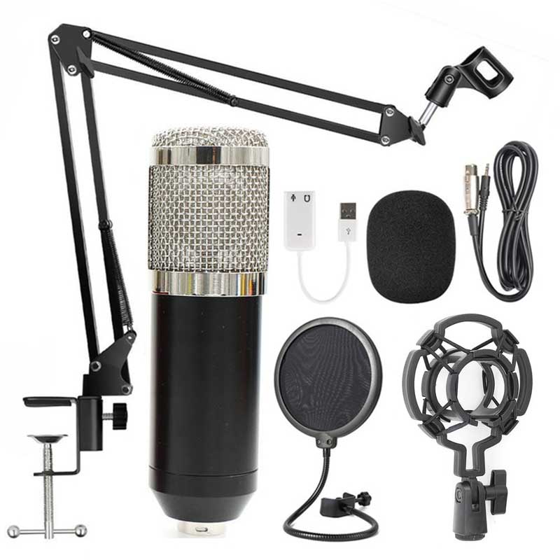 BM800 Condenser Microphone Kit Studio Suspension Boom Scissor Arm Sound Card Youtub Microphone