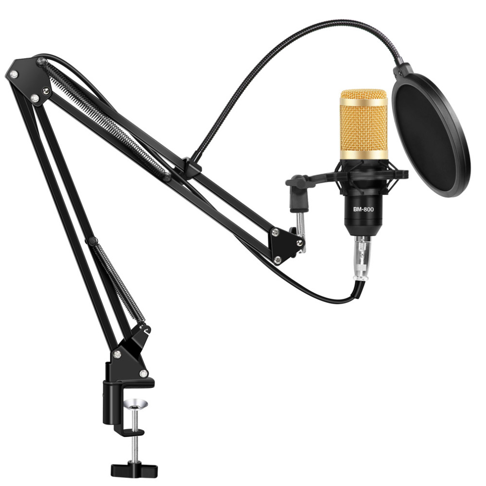 BM800 Condenser Microphone Kit Studio Suspension Boom Scissor Arm Sound Card Youtub Microphone