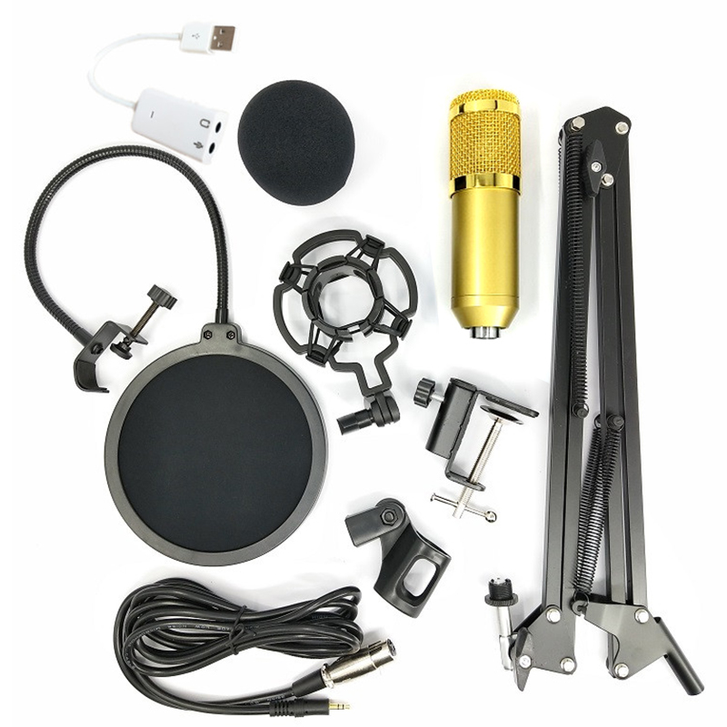 BM800 Condenser Microphone Kit Studio Suspension Boom Scissor Arm Sound Card Youtub Microphone