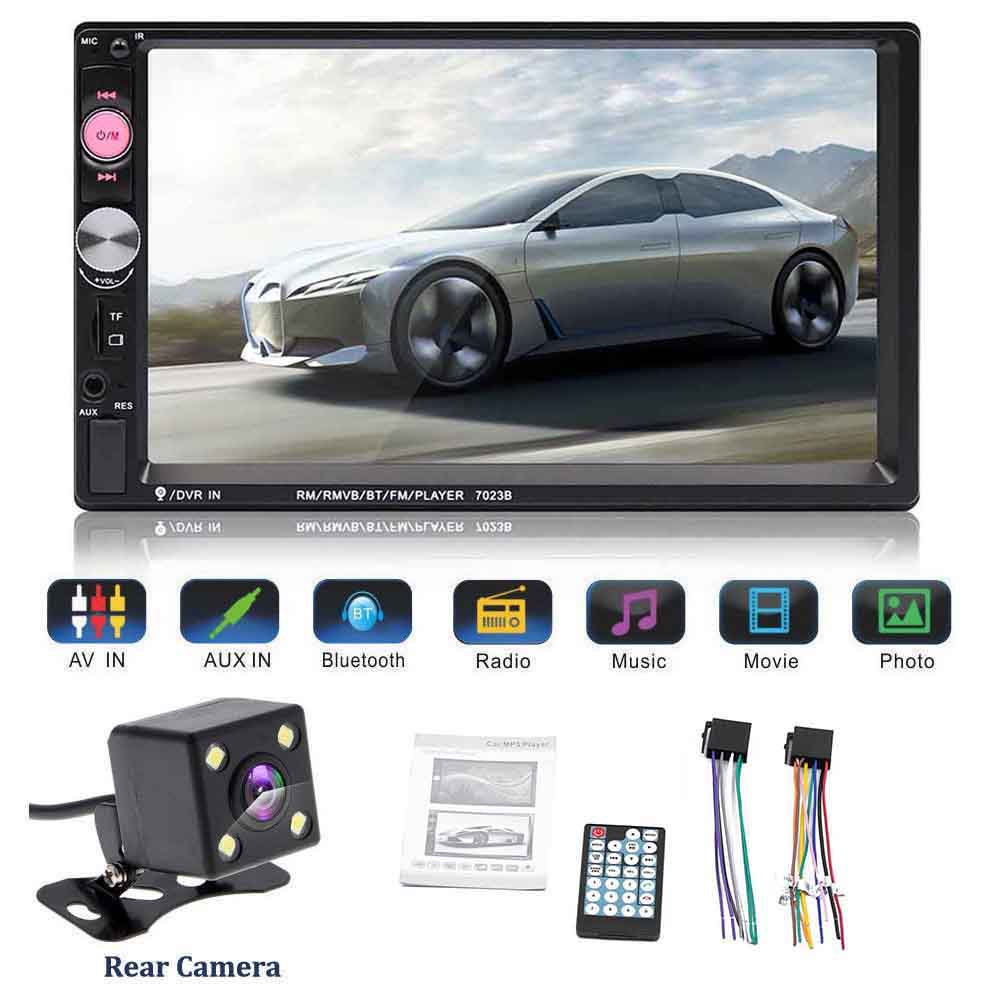 7''In Dash HD Touch Screen Bluetooth 2Din Car Radio MP5 MP3 Player FM Autoradio + Camera KAM