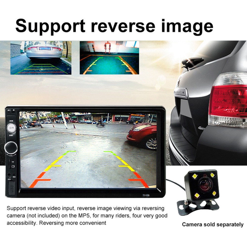 7''In Dash HD Touch Screen Bluetooth 2Din Car Radio MP5 MP3 Player FM Autoradio + Camera KAM