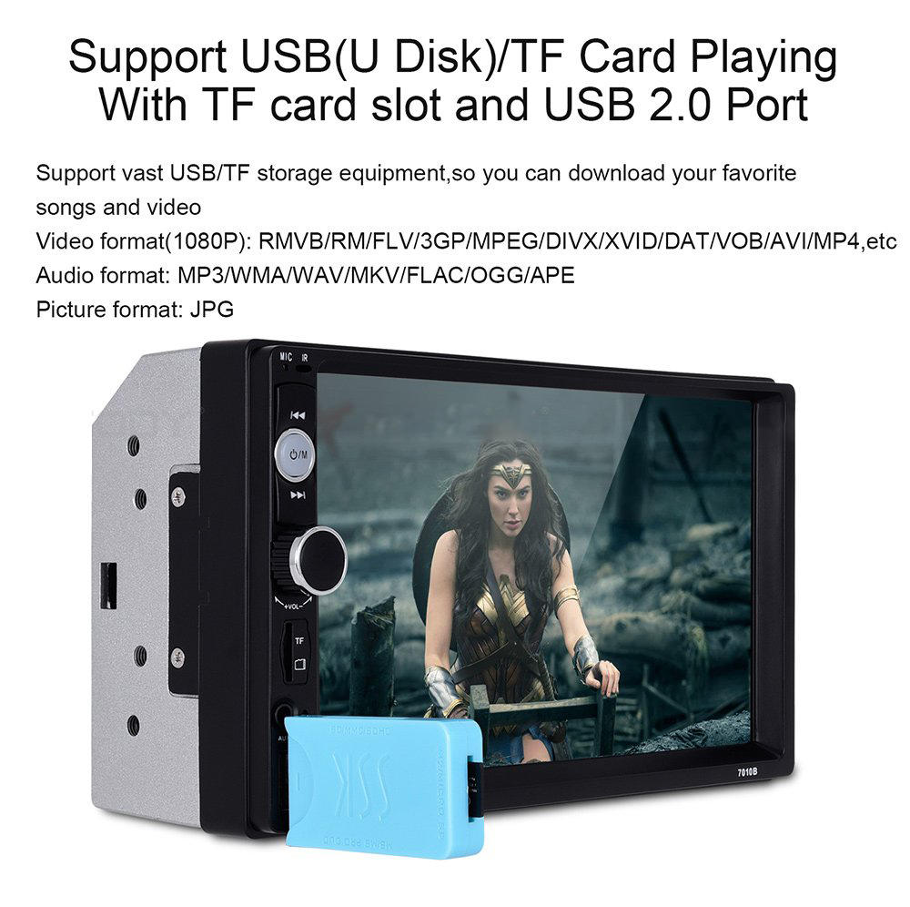 7''In Dash HD Touch Screen Bluetooth 2Din Car Radio MP5 MP3 Player FM Autoradio + Camera KAM