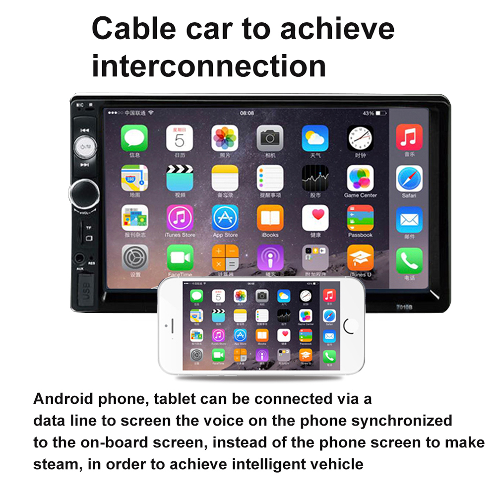 7''In Dash HD Touch Screen Bluetooth 2Din Car Radio MP5 MP3 Player FM Autoradio + Camera KAM