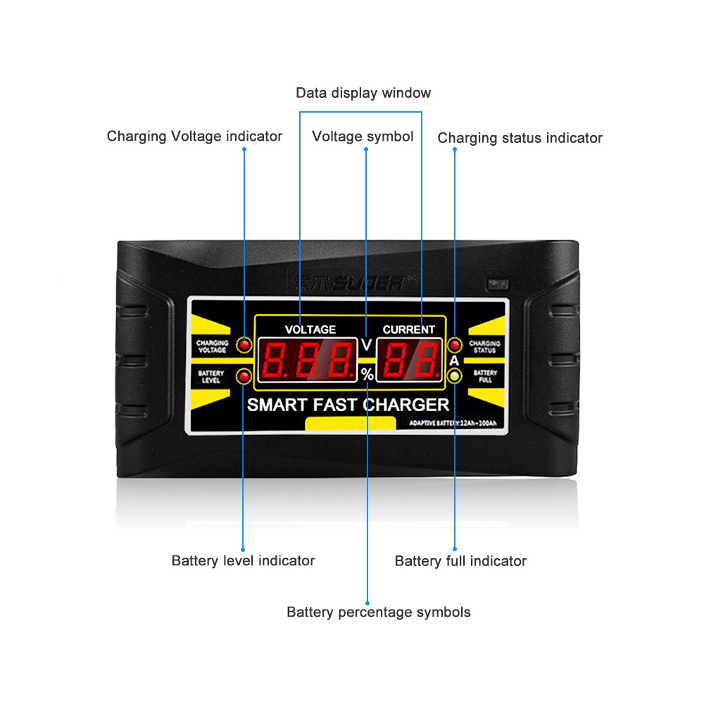 Full Automatic Car Battery Charger 110V/220V To 12V 10A Smart Fast Power Charging