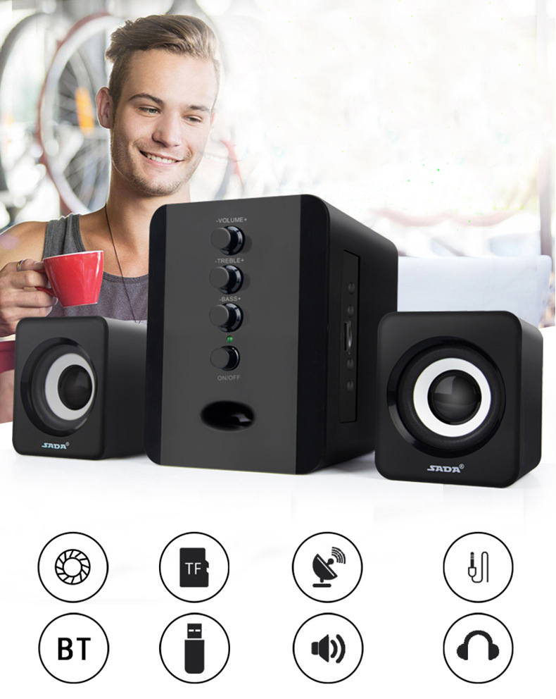 Bluetooth Wired Speaker Subwoofer 3D Surround Stereo Bass PC Speaker TF Card for Computer