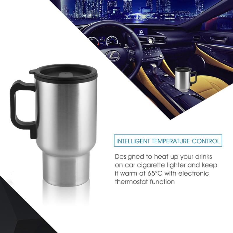 ADRA Mini Thermal Mug Portable 12V Stainless Steel Heating Car Drink Mug Hot Drink Travel Cup