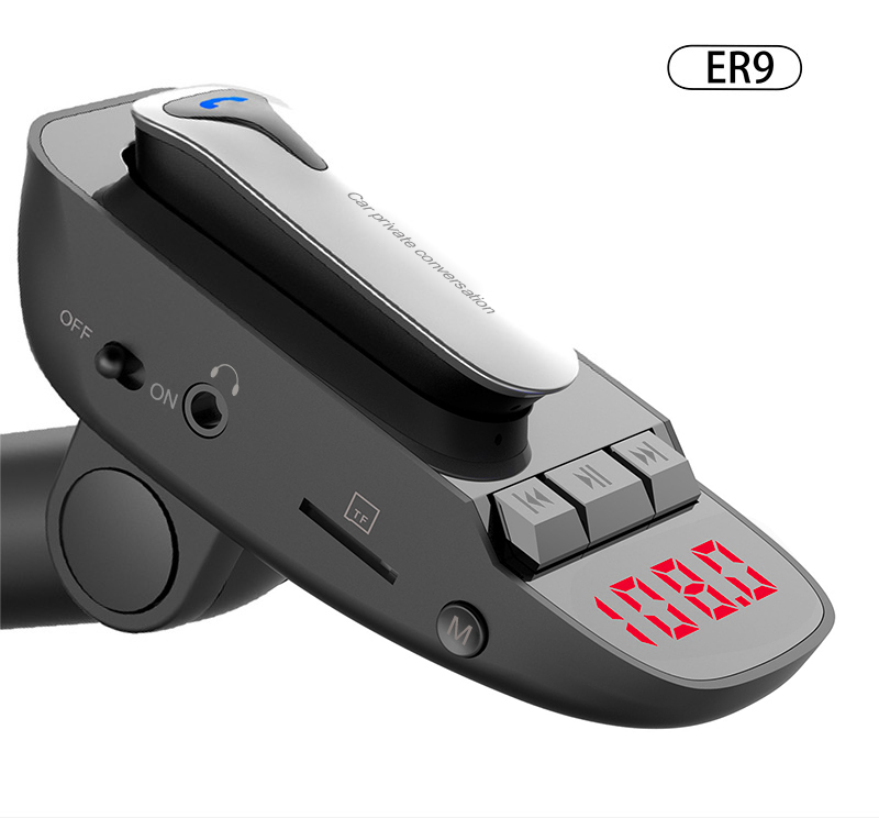 Car Kit Wireless Bluetooth Business Headset FM/TF Card MP3 Player Dual USB Car Charger