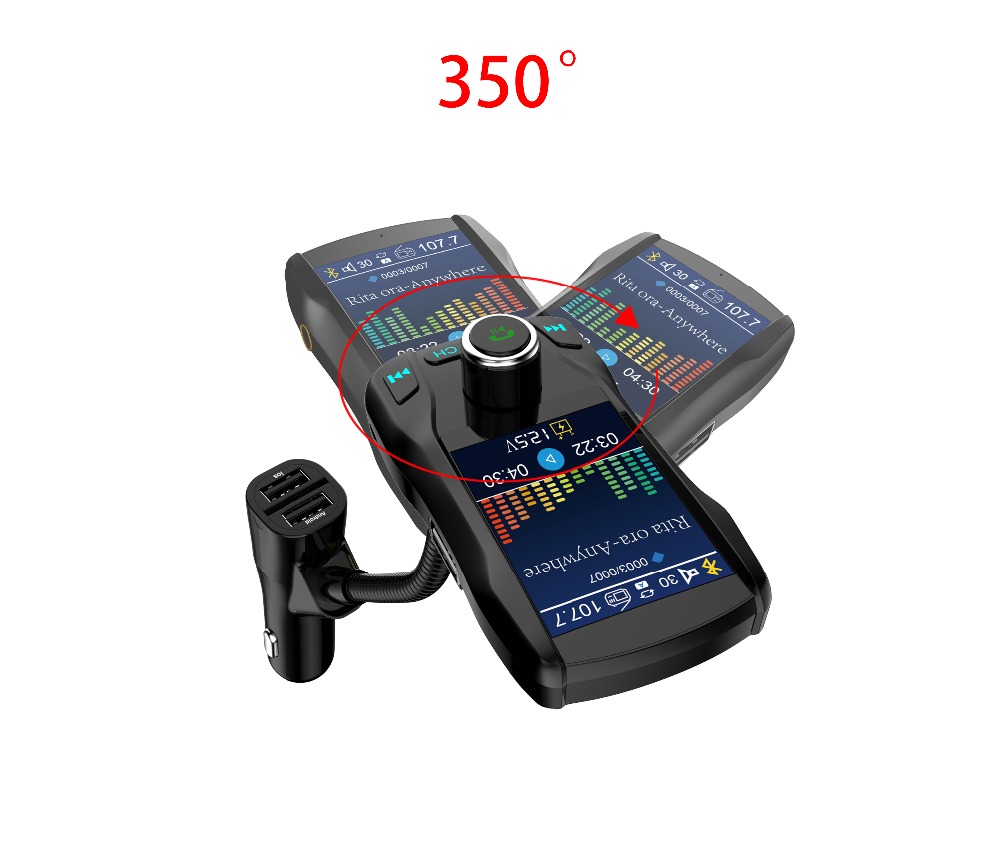 1.8Inch Color Screen Car MP3 Music Player Bluetooth FM Transmitter Aux Audio Output Car Charger