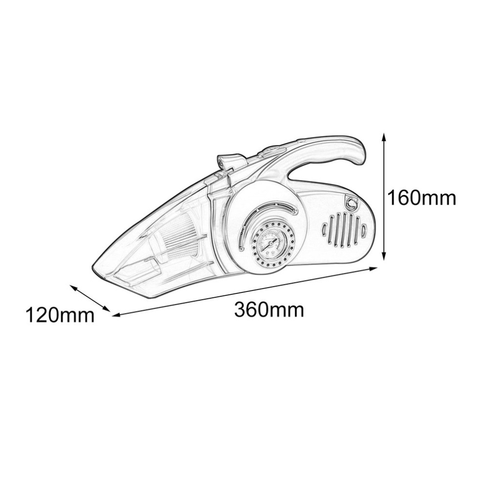 4in1 Car Vacuum Cleaner 120W Portable Handheld Wet and Dry Dual Use Car Tire Filling Pump 12V